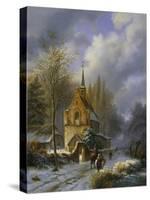 Winterlandschaft an Einer Kirche-Barend Cornelis Koekkoek-Stretched Canvas