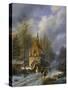 Winterlandschaft an Einer Kirche-Barend Cornelis Koekkoek-Stretched Canvas