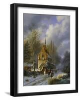 Winterlandschaft an Einer Kirche-Barend Cornelis Koekkoek-Framed Giclee Print