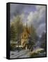 Winterlandschaft an Einer Kirche-Barend Cornelis Koekkoek-Framed Stretched Canvas