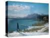 Winterly Lake Tahoe-Albert Bierstadt-Stretched Canvas