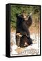 Winterplace, West Virginia - Bear Playing with Snow-Lantern Press-Framed Stretched Canvas