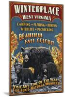 Winterplace, West Virginia - Black Bear Vintage Sign-Lantern Press-Mounted Art Print