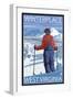 Winterplace, West Virginia - Skier Admiring View-Lantern Press-Framed Art Print