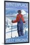 Winterplace, West Virginia - Skier Admiring View-Lantern Press-Mounted Art Print