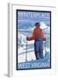 Winterplace, West Virginia - Skier Admiring View-Lantern Press-Framed Art Print