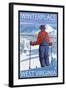 Winterplace, West Virginia - Skier Admiring View-Lantern Press-Framed Art Print