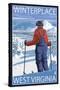 Winterplace, West Virginia - Skier Admiring View-Lantern Press-Stretched Canvas