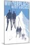 Winterplace, West Virginia - Skiers on Lift-Lantern Press-Mounted Art Print