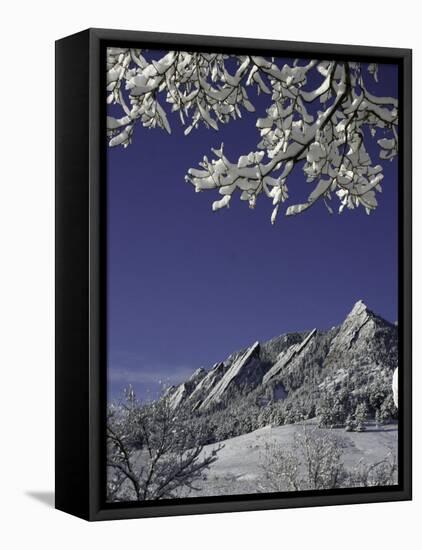 Winterscene of the Flatirons in Boulder, Colorado-D?rte Pietron-Framed Stretched Canvas