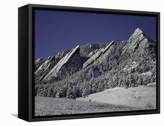 Winterscene of the Flatirons in Boulder, Colorado-Dörte Pietron-Framed Stretched Canvas