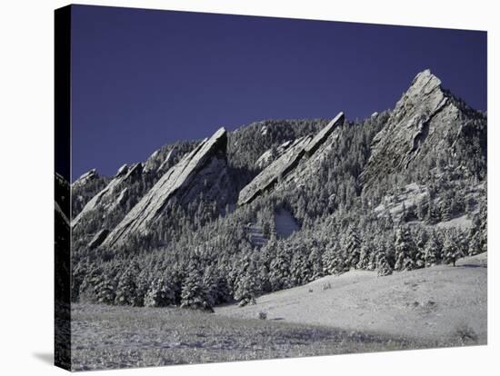 Winterscene of the Flatirons in Boulder, Colorado-Dörte Pietron-Stretched Canvas