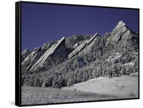 Winterscene of the Flatirons in Boulder, Colorado-Dörte Pietron-Framed Stretched Canvas