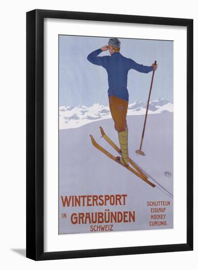 Wintersport in Graubunden, 1906-Walter Koch-Framed Giclee Print