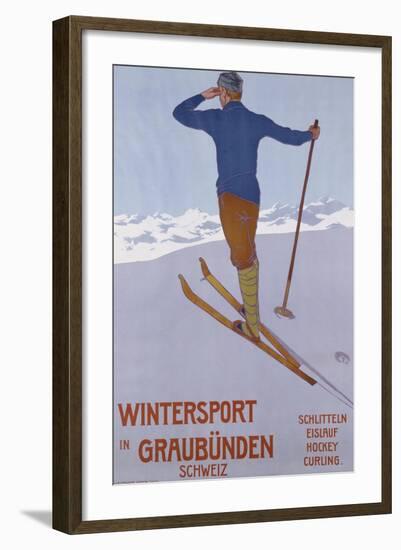 Wintersport in Graubunden, 1906-Walter Koch-Framed Giclee Print