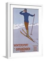 Wintersport in Graubunden, 1906-Walter Koch-Framed Premium Giclee Print