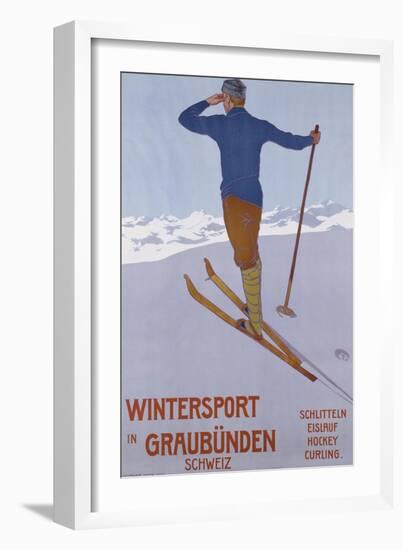 Wintersport in Graubunden, 1906-Walter Koch-Framed Premium Giclee Print