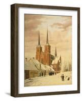 Winterszene in Roskilde Mit Dem Dom-Jorgan Roed-Framed Giclee Print