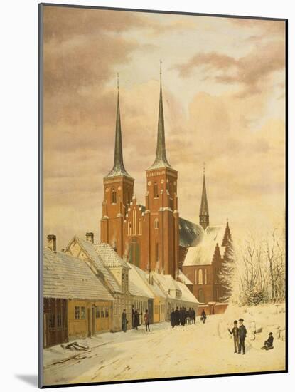 Winterszene in Roskilde Mit Dem Dom-Jorgan Roed-Mounted Giclee Print