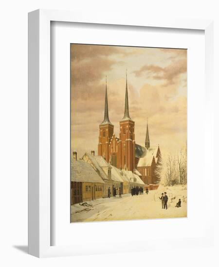 Winterszene in Roskilde Mit Dem Dom-Jorgan Roed-Framed Giclee Print