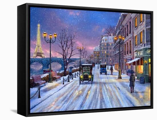 Wintertime in Paris-Dominic Davison-Framed Stretched Canvas