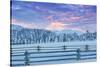 Wintertime sunrise The Hideout Ranch, Shell, Wyoming.-Darrell Gulin-Stretched Canvas