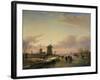 Wintery River Landscape with Skaters and Windmills-Jan Josef Spohler-Framed Giclee Print