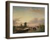 Wintery River Landscape with Skaters and Windmills-Jan Josef Spohler-Framed Giclee Print