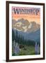 Winthrop, Washington - Bear Family and Spring Flowers-Lantern Press-Framed Art Print