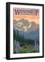 Winthrop, Washington - Bear Family and Spring Flowers-Lantern Press-Framed Art Print