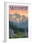 Winthrop, Washington - Bear Family and Spring Flowers-Lantern Press-Framed Art Print