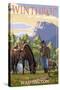 Winthrop, Washington - Cowboy and Horse in Spring-Lantern Press-Stretched Canvas