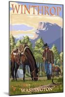 Winthrop, Washington - Cowboy and Horse in Spring-Lantern Press-Mounted Art Print