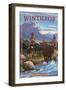Winthrop, Washington - Cowboy Cattle Drive Scene-Lantern Press-Framed Art Print