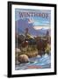 Winthrop, Washington - Cowboy Cattle Drive Scene-Lantern Press-Framed Art Print