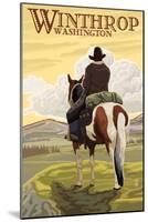 Winthrop, Washington - Cowboy on Horseback-Lantern Press-Mounted Art Print
