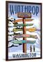 Winthrop, Washington - Destination Signpost-Lantern Press-Framed Art Print