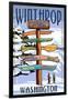 Winthrop, Washington - Destination Signpost-Lantern Press-Framed Art Print