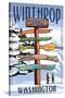 Winthrop, Washington - Destination Signpost-Lantern Press-Stretched Canvas