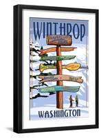 Winthrop, Washington - Destination Signpost-Lantern Press-Framed Art Print