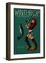 Winthrop, Washington - Pinup Girl Fishing-Lantern Press-Framed Art Print