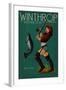 Winthrop, Washington - Pinup Girl Fishing-Lantern Press-Framed Art Print