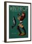 Winthrop, Washington - Pinup Girl Fishing-Lantern Press-Framed Art Print