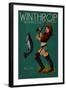 Winthrop, Washington - Pinup Girl Fishing-Lantern Press-Framed Art Print