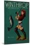 Winthrop, Washington - Pinup Girl Fishing-Lantern Press-Mounted Art Print