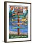 Winthrop, Washington - Signpost Destinations-Lantern Press-Framed Art Print