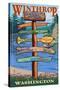 Winthrop, Washington - Signpost Destinations-Lantern Press-Stretched Canvas