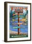 Winthrop, Washington - Signpost Destinations-Lantern Press-Framed Art Print