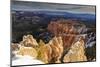 Wintry Cliffs and Hoodoos Strongly Lit by Morning Sun with Cloudy Backdrop-Eleanor Scriven-Mounted Photographic Print