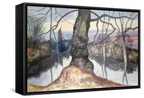 Wintry Evening, a Pond-John Northcote Nash-Framed Stretched Canvas